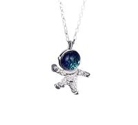 HJLJKG 925 Sterling Silver Planet Necklace For Women And Men, Cute Astronaut Star Pendant Series Necklace,