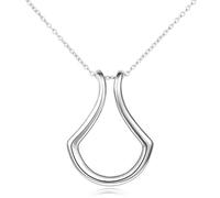 HJLJKG 925 Sterling Silver Ring Holder Necklace For Women, Geometric Pendant 45cm Long, Wishbone Necklace, Rhombus
