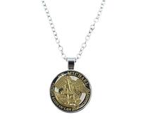 HJLJKG 925 Sterling Silver Saint Michael Necklace For Women And Men, Glass Gem Archangel .Michael Protect Me Shield Protection Charm, Necklace, Pendant Men