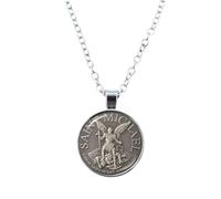 HJLJKG 925 Sterling Silver Saint Michael Necklace For Women And Men, Glass Gem Archangel .Michael Protect Me Shield Protection Charm, Necklace, Pendant Men