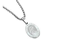 HJLJKG 925 Sterling Silver Saint Michael Necklace For Women And Men, Medallion Necklace, Faith Protection Chain Amulet, Pendant Men