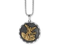 HJLJKG 925 Sterling Silver Saint Michael Necklace For Women And Men, Medallion Necklace, Faith Protection Chain Amulet, Pendant Men