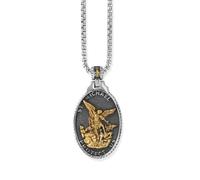 HJLJKG 925 Sterling Silver Saint Michael Necklace For Women And Men, Medallion Necklace, Faith Protection Chain Amulet, Pendant Men