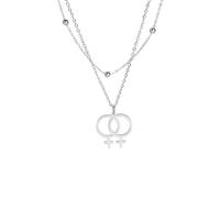 HJLJKG 925 Sterling Silver Trans Necklace, Gay Lesbian Symbol Pendant Necklaces, Bisexual Transgender Her And Necklace Lesbian, Double Venus Asexual