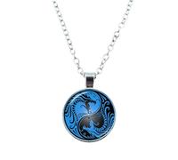 HJLJKG 925 Sterling Silver Women, Classic Tai Chi with Round Glass Pendant, and Necklaces, Yin Yang Necklace for Men