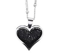 HJLJKG Accessorie Elegant Black Crystal Pave Heart Necklace For Women, Exquisite Choker Rhinestone Heart Necklace - Zircon Pave Necklace, Reunion Heart Necklace For Valentine Holiday