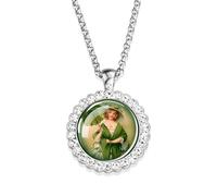 HJLJKG accessories 925 Sterling Silver For Women And Girls, Pride Shamrock Lucky Grass Pendant Necklaces Green Shaped Neck Chain, Short Leaf Necklace