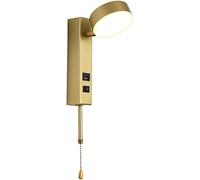 HJLJKG Bedside Wall Lamp LED Wall Light with Switch, Bathroom Vanity Light Fixtures, Reading Light with USB Charging Port, Farmhouse Wall for Bedroom Living Dining Room Hallway (Color : Gold)