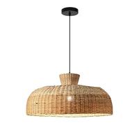 HJLJKG Boho Chandelier, 19.7 Inch Rustic Hand-Woven Rattan Cage Pendant Light Fixture for Kitchen Island, Dining Room and Bedroom (Coastal Farmhouse Style)