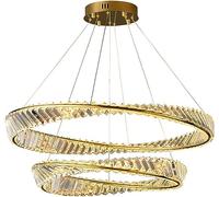 HJLJKG Ceiling Pendant Light,Luxury Crystal Chandelier, Gold Two Circles During Lamp,- Ring Crystal Chandelier,Light