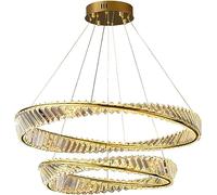 HJLJKG Ceiling Pendant Light,Luxury Crystal Chandelier, Gold Two Circles During Lamp,- Ring Crystal Chandelier,Light