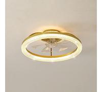 HJLJKG Chandelier, 6 Gears Adjustable Without Flicker Ceiling Lamp with Fan Wing ABS Blades Energy Saving Light Fixtures Quiet LED PC Fan Blade Transparent Invisible Flush Mount Ceiling Fan Light(