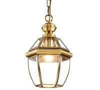 HJLJKG Chandelier, Full Copper Transparent Glass Pendant Light 1-Light Adjustable Chandelier E27 Bottom Block Energy-Saving Hanging Lamp Used For The Balcony of The Aisle Entrance of The