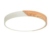 HJLJKG Chandelier, LED Flush Mount Ceiling Lamp and Round Ceiling Light 3 Color Temperatures Ultra-Thin Ceiling Lighting Fixture White Metal Creative Wood Side Bedroom Living Room Lamp(