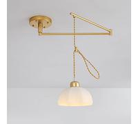 HJLJKG Chandelier, Metal Adjustable Chandelier E27 1-Light Glass Shade Pendant Light Indoor Dining Table Kitchen Suspended Light Fixture Home Living Room Bedroom Ceiling Hanging Lamp(Gold)