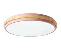 HJLJKG Chandelier, Nordic Ceiling Lamp Fixture Dimmable LED Ceiling Lights with Wood Decorative Metal 3 Colors Changeable Flush Mount Light, Close to Ceiling Lighting for Farmhouse Bedroom(Pink,42 c