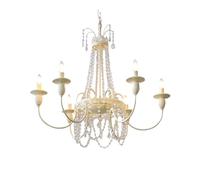 HJLJKG Crystal Chandeliers, French Cream Style 4/6 Lights White Candle Pendant Light for American Country Villa (Mid Century)(cm)