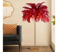 HJLJKG Dimmable Decorative Lamp Ostrich Feather Floor Lamp Standing Lamp with Gold Finish Feather Lamps for Living Room Bedroom Office, 160cm