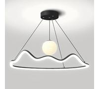 HJLJKG Dimmable Pendant Light with Remote Control - Height Adjustable Moon Planet Chandelier for Dining Room, Bedroom, and Corridor(Black,50cm)