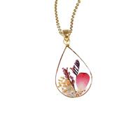 HJLJKG Dried Pressed Flowers For Women And Girls, 925 Sterling Silver Necklaces Elegant Floral Teardrop Heart Shapes, Forget Me Not Necklace, Flower Jewelry