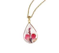 HJLJKG Dried Pressed Flowers For Women And Girls, 925 Sterling Silver Necklaces Elegant Floral Teardrop Heart Shapes, Forget Me Not Necklace, Flower Jewelry