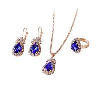 HJLJKG Fashion Necklace Earrings Diamond Water droplets Elegant Women Jewellery Set Crystal Pendant Necklace Earrings (White)