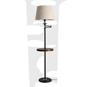 HJLJKG Floor Lamp Floor Lamp Living Room Bedroom Bedside Lamp Sofa Remote Control USB Wireless Charging Fabric Vertical Table Lamp Standing Light (Color : Black-Linen)