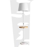 HJLJKG Floor Lamp Floor Lamp Living Room Bedroom Bedside Lamp Sofa Remote Control USB Wireless Charging Fabric Vertical Table Lamp Standing Light (Color : White-White)