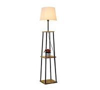 HJLJKG Floor Lamp Lámpara de Pie Shelf Floor Lamp Creative Standing Reading Light with 2 Shelves Solid Wood Bookshelf Lamp W/Remote Control for Living Room