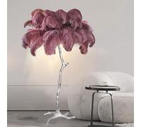 HJLJKG Floor Lamps for Living Room, Romantic Princess Bedroom Silver Floor Feather Lamp Luxury Real Resin Ostrich Feather Floor Lamp, 3 Color Dimmable