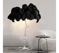 HJLJKG Floor Lamps for Living Room, Romantic Princess Bedroom Silver Floor Feather Lamp Luxury Real Resin Ostrich Feather Floor Lamp, 3 Color Dimmable