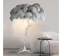HJLJKG Floor Lamps for Living Room, Romantic Princess Bedroom Silver Floor Feather Lamp Luxury Real Resin Ostrich Feather Floor Lamp, 3 Color Dimmable