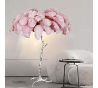 HJLJKG Floor Lamps for Living Room, Romantic Princess Bedroom Silver Floor Feather Lamp Luxury Real Resin Ostrich Feather Floor Lamp, 3 Color Dimmable