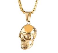 HJLJKG for Men, 925 Sterling Silver Goat Head Hip Hop Skull Skeleton Pendant Memento Mori Necklace, Pirate Locket