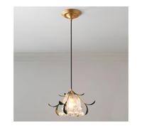 HJLJKG French Retro Metal Hanging Chandelier, Cream Style Clear Glass Pendant Light, Ideal for Restaurant Cafe Entrance and Kitchen Island, Adjustable Suspended Fixture with Base