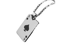 HJLJKG Girls accessories 925 Sterling Silver Ace Of Spades Necklace For Men And Women, Poker Lucky Men's Pendant, Card Pendant Chain, Playing