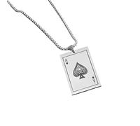 HJLJKG Girls accessories 925 Sterling Silver Ace Of Spades Necklace For Men And Women, Poker Lucky Men's Pendant, Card Pendant Chain, Playing