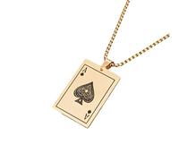 HJLJKG Girls accessories 925 Sterling Silver Ace Of Spades Necklace For Men And Women, Poker Lucky Men's Pendant, Card Pendant Chain, Playing