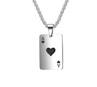 HJLJKG Girls accessories 925 Sterling Silver Ace Of Spades Necklace For Men And Women, Poker Lucky Men's Pendant, Card Pendant Chain, Playing