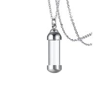 HJLJKG Girls Accessories 925 Sterling Silver Dog Urn Necklace For Women and Men, Glass Bottle Tube Keepsake Pendant Vial Memorial Cylinder Pet Ash Urn, Urns Ashes Large,