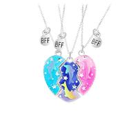 HJLJKG Girls accessories 925 Sterling Silver For Women And Men, Set Magnetic Koala Bear Pendant, Cute Love Splicing Stickman Couple, Magnet Necklaces Broken Heart, Connecting Necklace