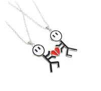 HJLJKG Girls accessories 925 Sterling Silver For Women And Men, Set Magnetic Koala Bear Pendant, Cute Love Splicing Stickman Couple, Magnet Necklaces Broken Heart, Connecting Necklace