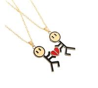 HJLJKG Girls accessories 925 Sterling Silver For Women And Men, Set Magnetic Koala Bear Pendant, Cute Love Splicing Stickman Couple, Magnet Necklaces Broken Heart, Connecting Necklace