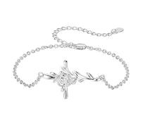 HJLJKG Girls accessories Cross Flower Pendant Necklace 18k Rose Gold Plated Jewelry for Women Birthday Gift