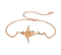 HJLJKG Girls accessories Cross Flower Pendant Necklace 18k Rose Gold Plated Jewelry for Women Birthday Gift