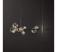 HJLJKG Glass Bubbles Pendant Light, Adjustable Sputnik Chandelier with G9 Socket, Warm Light 3000K for Dining Room and Kitchen Island(120cm)