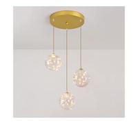 HJLJKG Gold Chandelier, 3-Light Globe Pendant Lamp for Dining Room, Hanging Ceiling Light Fixture Above Dining Table, 3000K Warm, Height Adjustable