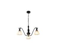 HJLJKG Green Flower Chandelier, 5 Light Sputnik Pendant with White Glass and Black Metal, Nordic Mid Century Ceiling Light for Living Room, Dining Table and Kitchen Island(Black 3 Light)