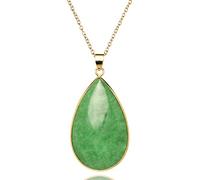 HJLJKG Green Jade Pendant Necklaces for Women & Men, Gold Plated 925 Sterling Silver Jade Good Luck Gift Jewelry