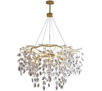 HJLJKG Hanging Lamp, Chandelier Ceiling Light - Branch Ceiling Light,Compatible with Living Room Bedroom,Copper Crystal Chandelier,Adjustable Height Hanging Light All Copper Chandelier 4 Head Long(6